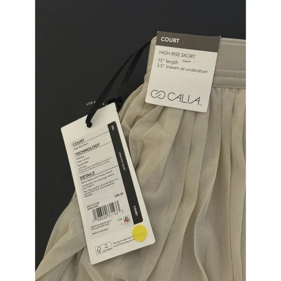 CALIA Women’s Court Skort XXL Khaki Sand Pleated Tennis Golf Athletic NWT - Picture 6 of 7